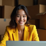 Flux_Dev_A_young_woman_with_a_bright_and_warm_smile_wearing_a__0