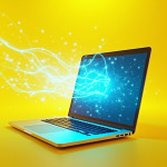 Flux_Dev_highresolution_stock_photo_of_a_laptop_on_a_bright_ye_0